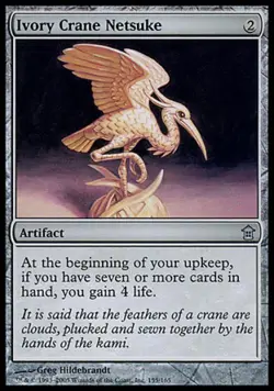 Ivory Crane Netsuke -Foil Medium Play MTG Saviors of Kamigawa - Image 1
