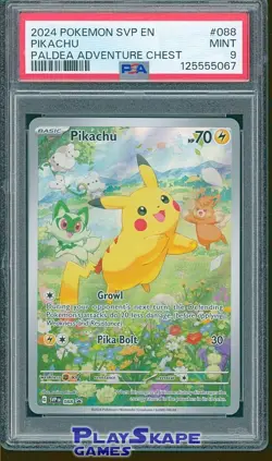 Pokemon Card PSA 9 Pikachu SVP 088 IR Promo Paldea Adventure Chest FA 2024 - Image 1