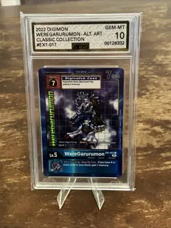 DIGIMON CARD GAME WEREGARURUMON EX1-017 Graded AGS 10 Gem Mint Grading - Image 1