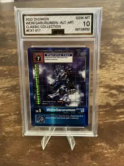 DIGIMON CARD GAME WEREGARURUMON EX1-017 Graded AGS 10 Gem Mint Grading - Image 2