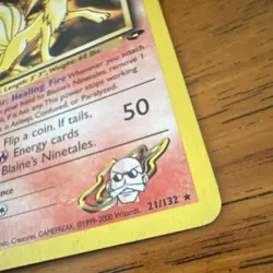 Blaine's Ninetales Gym Challenge Rare 21/132 60 HP English Unlimited Card - Image 3