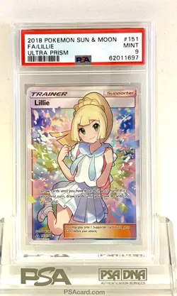 NEW 2018 POKEMON CARD SUN & MOON ULTRA PRISM 151/156 FULL ART LILLIE PSA 9 MINT - Image 1
