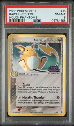 Raichu (Delta Species) 15/110 PSA 8 ex Holon Phantoms Reverse Holo Rare Pokemon - Image 1