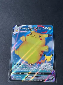 Pokemon TCG 2021 Surfing Pikachu VMAX Celebrations Holo Ultra Rare Card 009/025 - Image 3
