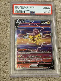 2023 POKEMON SWORD & SHIELD CROWN ZENITH #GG41 FULL ART/RAIKOU V PSA 10 - Image 1