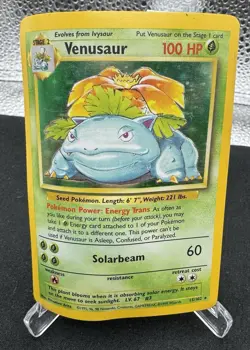 Pokemon Venusaur Holo Rare Base Set Holo 15/102 (Heavily Damaged) Water Damage - Image 4