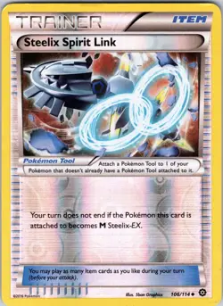 Steelix Spirit Link 106/114 XY - Steam Siege Pokemon LP Reverse Holo - Image 1