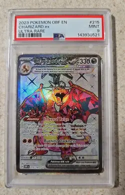 2023 POKEMON OBF EN-OBSIDIAN FLAMES #215 CHARIZARD EX ULTRA RARE PSA 9 MINT - Image 1