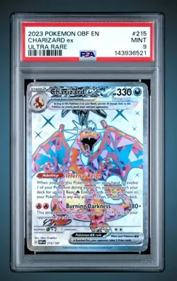 2023 POKEMON OBF EN-OBSIDIAN FLAMES #215 CHARIZARD EX ULTRA RARE PSA 9 MINT - Image 3