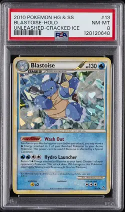 2010 POKEMON HEARTGOLD & SOULSILVER UNLEASHED CRACKED ICE BLASTOISE-HOLO PSA 8 - Image 1
