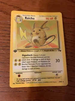 Pokemon TCG Raichu Fossil 14/62 Holo 1st Edition Holo Rare - Image 3