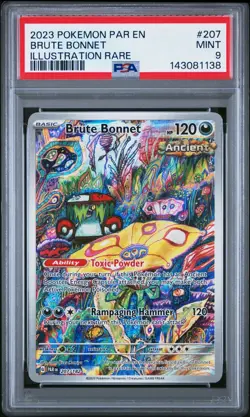 2023 POKEMON PAR EN-PARADOX RIFT ILLUSTRATION RARE #207 BRUTE BONNET PSA 9 - Image 1
