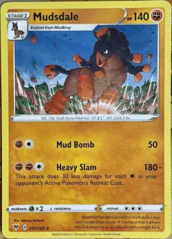 Mudsdale Rare - 097/185 - Vivid Voltage Pokemon 2020 - Image 1