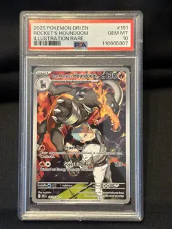 2025 POKEMON DESTINED RIVALS ILLUSTRATION RARE #191 TEAM ROCKETS HOUNDOOM PSA 10 - Image 1
