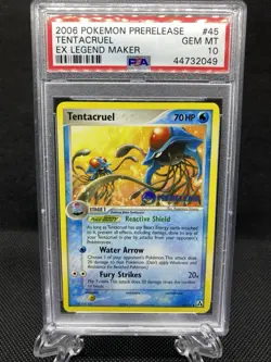 2006 Pokemon EX Legend Maker Tentacruel Prerelease Stamped Promo 45/92 PSA 10 - Image 1