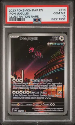 2023 POKEMON PAR EN-PARADOX RIFT ILLUSTRATION RARE #216 IRON JUGULIS PSA 10 - Image 1