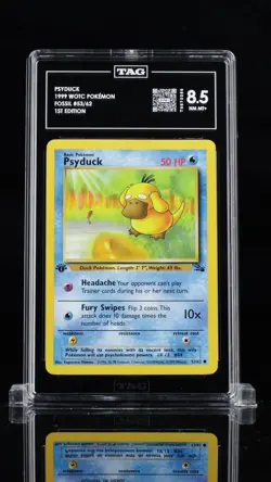 1999 POKEMON FOSSIL 1ST ED #53 PSYDUCK TAG 8.5 PSA BGS - Image 1