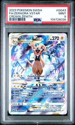 2023 POKEMON SWORD & SHIELD CROWN ZENITH #GG43 FULL ART/ZERAORA VSTAR PSA 9 - Image 1