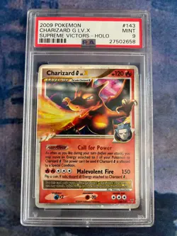 2009 POKEMON PLATINUM SUPREME VICTORS #143 CHARIZARD G LV.X-HOLO PSA 9 - Image 1