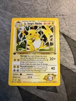 LT Surge's Raichu Holo Pokemon Card Unlimited 11/132 First Edition - Image 1
