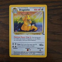 Pokemon Dragonite Fossil Holo Rare 4/62 100 HP Stage 2 Unlimited WOTC Card - Image 2