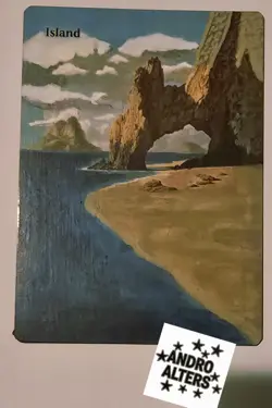 Island Landscape Ths Bog Altered Art Hand Painted MTG Magic the Gathering Theros - Image 1