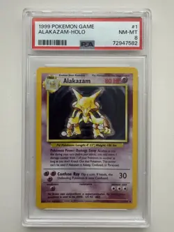 1999 Pokemon Base Set Unlimited Alakazam Holo #1/102 PSA 8 NM-MT - Image 1