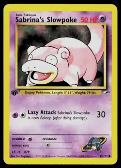 Pokemon Card - Sabrina's Slowpoke Gym Heroes 95/132 Common 1st Edition - Image 1