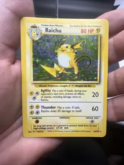 Pokemon Raichu 014/102 – Base Set – Holo Rare – Moderate Play - Image 3
