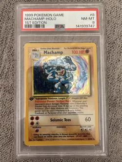 Pokemon TGC Machamp Base Set Holo First Edition PSA 8 Nm/Mint, Freshly Graded. - Image 1