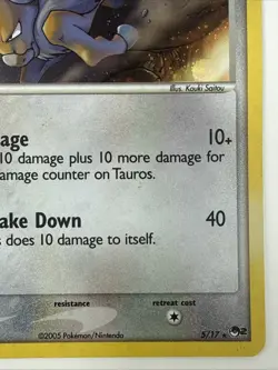 Tauros 5/17 Holo Rare POP Series 2 Pokemon - Image 4