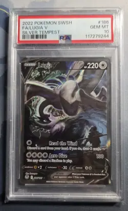 2022 Pokemon SWSH FA/ Lugia V #186 - Silver Tempest PSA 10 Gem Mint - Image 1