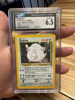 Chansey - 3/130 - Holo Rare - Unlimited Edition Pokemon Base Set 2 CGC 6.5 - Image 1