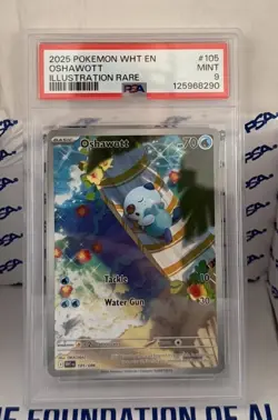 2025 POKEMON WHT EN-WHITE FLARE ILLUSTRATION RARE #105 OSHAWOTT PSA 9 - Image 1