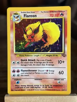 Pokemon Flareon 3/64 Jungle Holo Rare 70 HP Unlimited English - Image 1