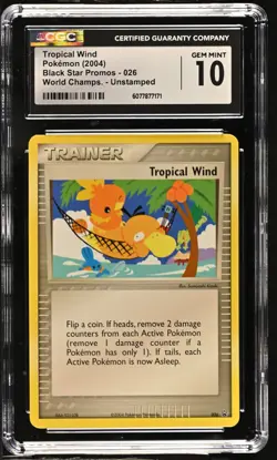 CGC 10 Tropical Wind 2004 Black Star Promo 026 World Champs Unstamped Pokemon - Image 1