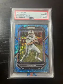 2022 Panini Prizm #29 Josh Allen No Huddle Blue #/79 Buffalo Bills MVP - Image 1
