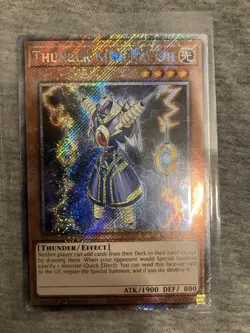 Near Mint Yugioh Thunder King Rai-Oh Platinum Secret Rare RA03-EN206 - Image 1