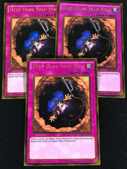 Yugioh Deep Dark Trap Hole PGL3-EN037 1st Gold x3 (NM) - Image 1