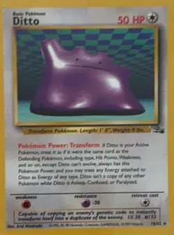 FOSSIL DITTO 1999 POKEMON BASE SET CARD - Image 1