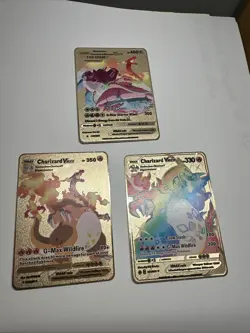 Charizard VMAX Gold Metal Pokemon Display Card 074/073, 143/203, 143/293 Fan Art - Image 1