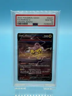 2023 POKEMON SWORD & SHIELD CROWN ZENITH #GG41 FULL ART/RAIKOU V PSA 10 - Image 1