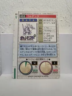 Pokemon Carddass Card Golduck No.55 Bandai Pocket Monsters Green ver. 1996 - Image 2