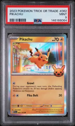 2023 POKEMON TRICK OR TRADE #062 PIKACHU PSA 9 - Image 1