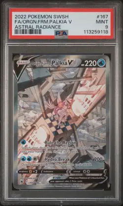 2022 POKEMON SWORD & SHIELD ASTRAL RADIANCE FULL ART/ORIGIN FORME PALKIA V PSA 9 - Image 1