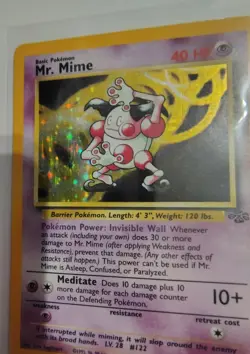 Pokemon TCG Mr. Mime Jungle 6/64 Holo Rare Unlimited 1999 Wizards of the Coast - Image 2