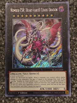 Yugioh Number C92: Heart-eartH Chaos Dragon BLAR-EN069 Secret Rare 1st Ed NM - Image 1