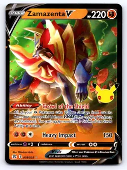 Zamazenta V 018/025 Holo V Rare Celebrations Pokemon Near Mint - Image 1