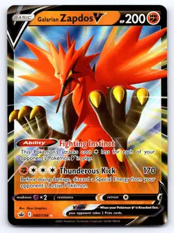 Galarian Zapdos V 080/198 Holo V Rare Chilling Reign Pokemon Near Mint - Image 1