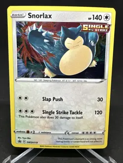Pokemon TCG Snorlax SWSH119 Sword & Shield Black Star Promo NM Cosmos Holo SWIRL - Image 2